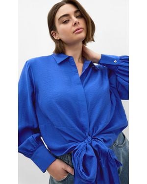 City Chic Plus Size Elena Hem Detail Shirt - Blue