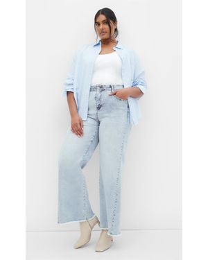City Chic Plus Size Harley Fit Aliya Wide Leg Jean - Blue