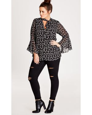 City Chic Plus Size Harley Fit Rock N Roll Wash Skinny Leg Jean - Black