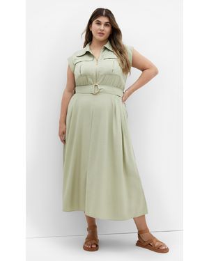 City Chic Plus Size Utility Midi Dress - Natural