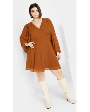 City Chic Plus Size Hayden Dress Caramel - Brown