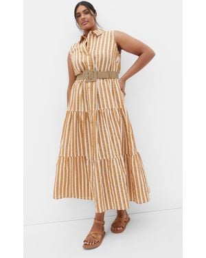 City Chic Plus Size Clean Lines Dress - Natural
