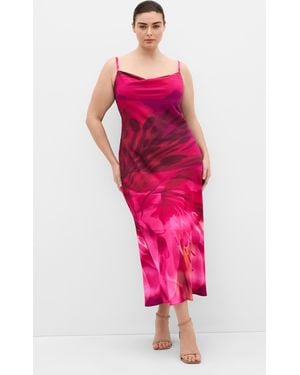City Chic Plus Size Sadie Lily Print Slip Dress - Pink