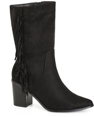 City Chic Plus Size Wide Fit Tassel Mid Boot - Black