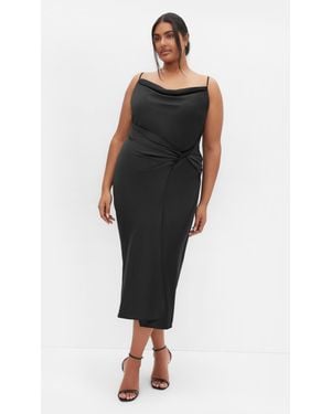 City Chic Plus Size Adelina Twist Slip Dress - Black