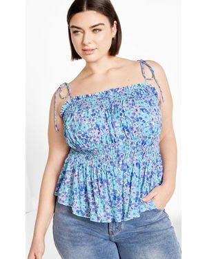 City Chic Plus Size Lyla Print Top - Blue