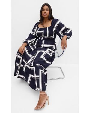 City Chic Plus Size Leila Print Maxi Dress - Blue