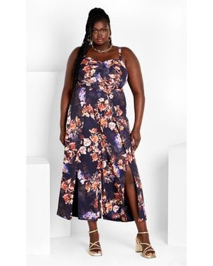City Chic Plus Size Abigail Jumpsuit Bouquet - Red