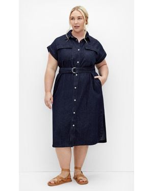 City Chic Plus Size Matlia Midi Wash Dress - Blue