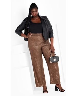 City Chic Plus Size Avery Sequin Pants Bronze - Black