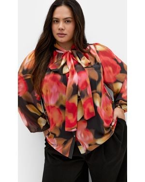 City Chic Plus Size Top Celine Prt/3Xs - Red