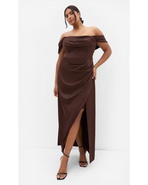 City Chic Plus Size Forbidden Love Maxi Dress - Brown