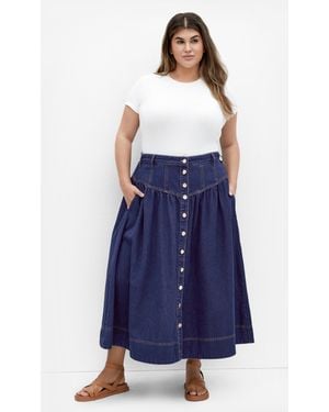City Chic Plus Size Ari Wash Skirt - Blue