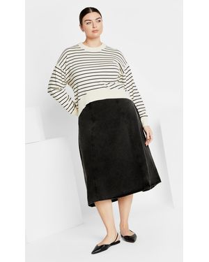 City Chic Plus Size Denim Hi-Lo Skirt - White