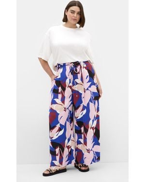 City Chic Plus Size Print Wide Leg Cobalt Pants - White