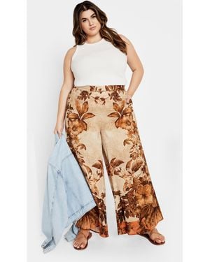 City Chic Plus Size Linen Caramel Pants - White