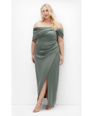 City Chic Plus Size Paloma Off Shoulder Maxi Dress - Green