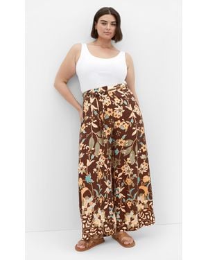 City Chic Plus Size Placement Print Pants - Multicolor
