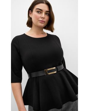 City Chic Plus Size Paige Belt Top - Black