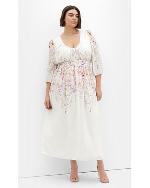 City Chic Plus Size Keyla Print Maxi Ivory Dress - White