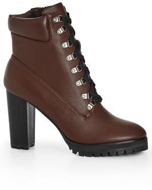 City Chic Plus Size Wide Fit Watson Ankle Boot - Brown