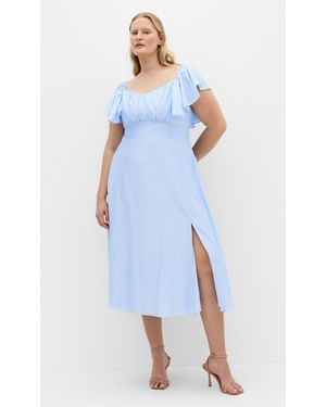 City Chic Plus Size Alisia Tie-Back Midi Dress - Blue