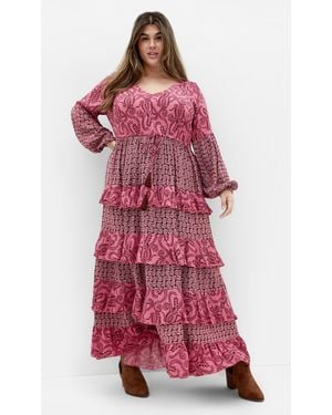 City Chic Plus Size Dreamweaver Maxi Dress Rose - Red