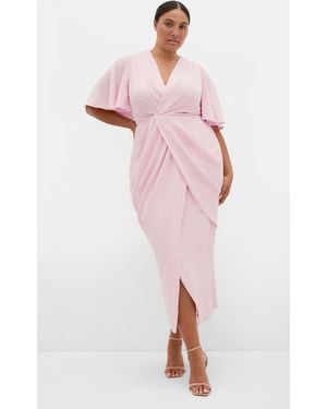 City Chic Plus Size Braelynn Drape Maxi Dress - Pink
