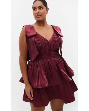 City Chic Plus Size Betty Bow Mini Dress - Red