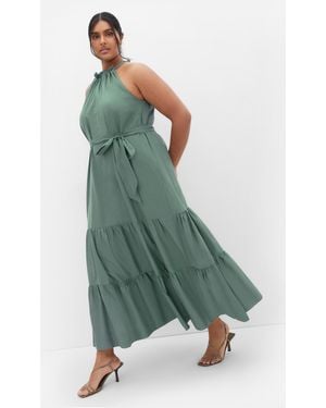 City Chic Plus Size Kiana Halter Maxi Dress - Green