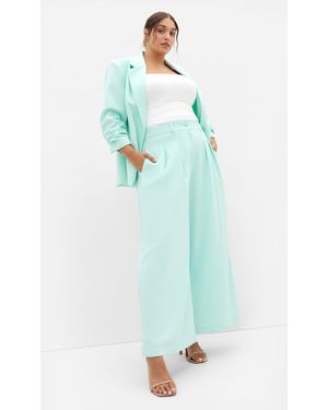 City Chic Plus Size Abbie Fully Lined Wide Leg Pants - Blue