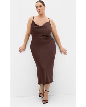 City Chic Plus Size Satin Slip Dress - Multicolor