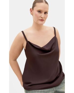 City Chic Plus Size Cami Top Satin Cowl Pln/3Xs - Black