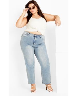 City Chic Plus Size Harley Fit Ayesha Dirty Wash Jean - Blue