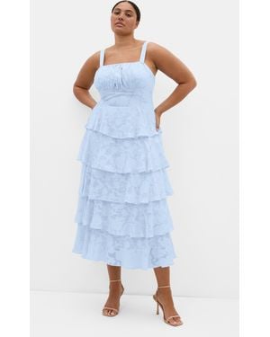 City Chic Plus Size Daniela Ruffle Tier Dress - Blue