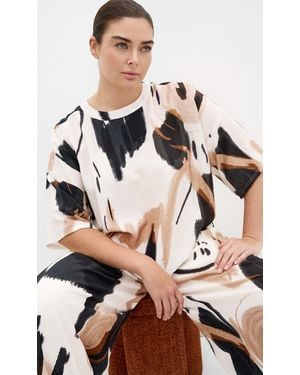 City Chic Plus Size Alexi Print Ivory Top - Natural