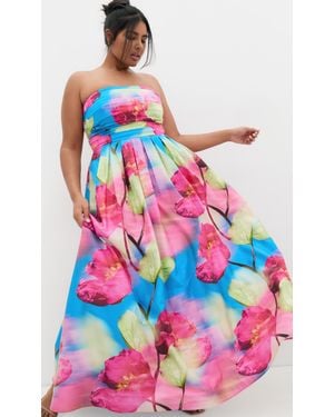 City Chic Plus Size Maxi Dress Rosalee Sleeveless Prt/Xxxs - Red