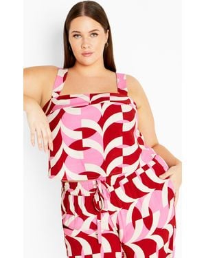 City Chic Plus Size Print Top - Red