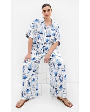 City Chic Plus Size Liana Print Pants - White