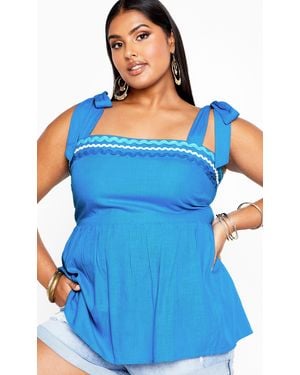 City Chic Plus Size Paradiso Top - Blue