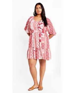 City Chic Plus Size Cosmo Mini Crimson Dress - Red
