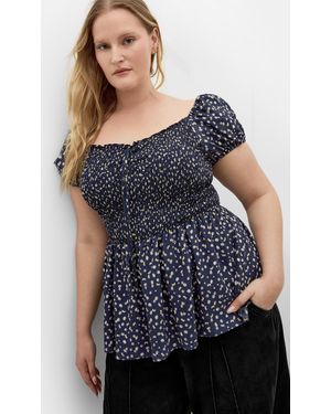 City Chic Plus Size Azure Print Top - Blue