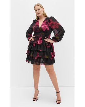 City Chic Plus Size Kailey Cherry Print Mini Dress - Red