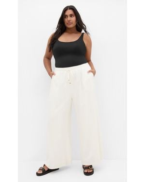 City Chic Plus Size Holly Linen Regular Length Pants - White