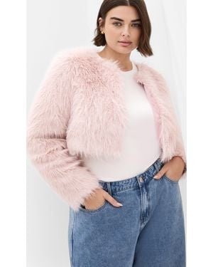 City Chic Plus Size Angelica Faux Fur Crop Jacket Ballet - Multicolor