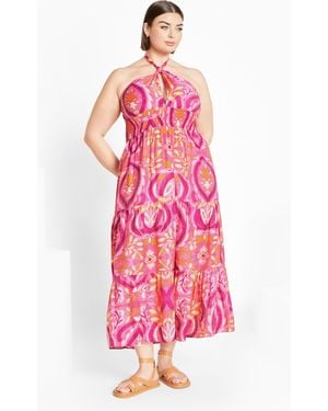 City Chic Plus Size Dallas Print Maxi Dress - Pink
