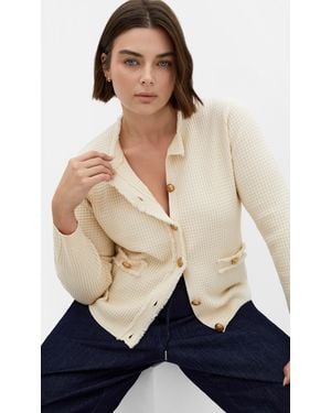 City Chic Plus Size Cleo Textured Knit Cardigan Sweater - Blue