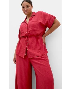 City Chic Plus Size Aria Cinched Shirt - Red
