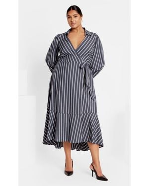City Chic Plus Size Selena Wrap Dress, Cotton - Gray