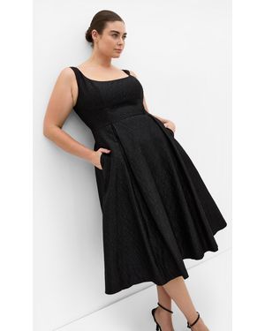 City Chic Plus Size Estella Floral Midi Dress - Black